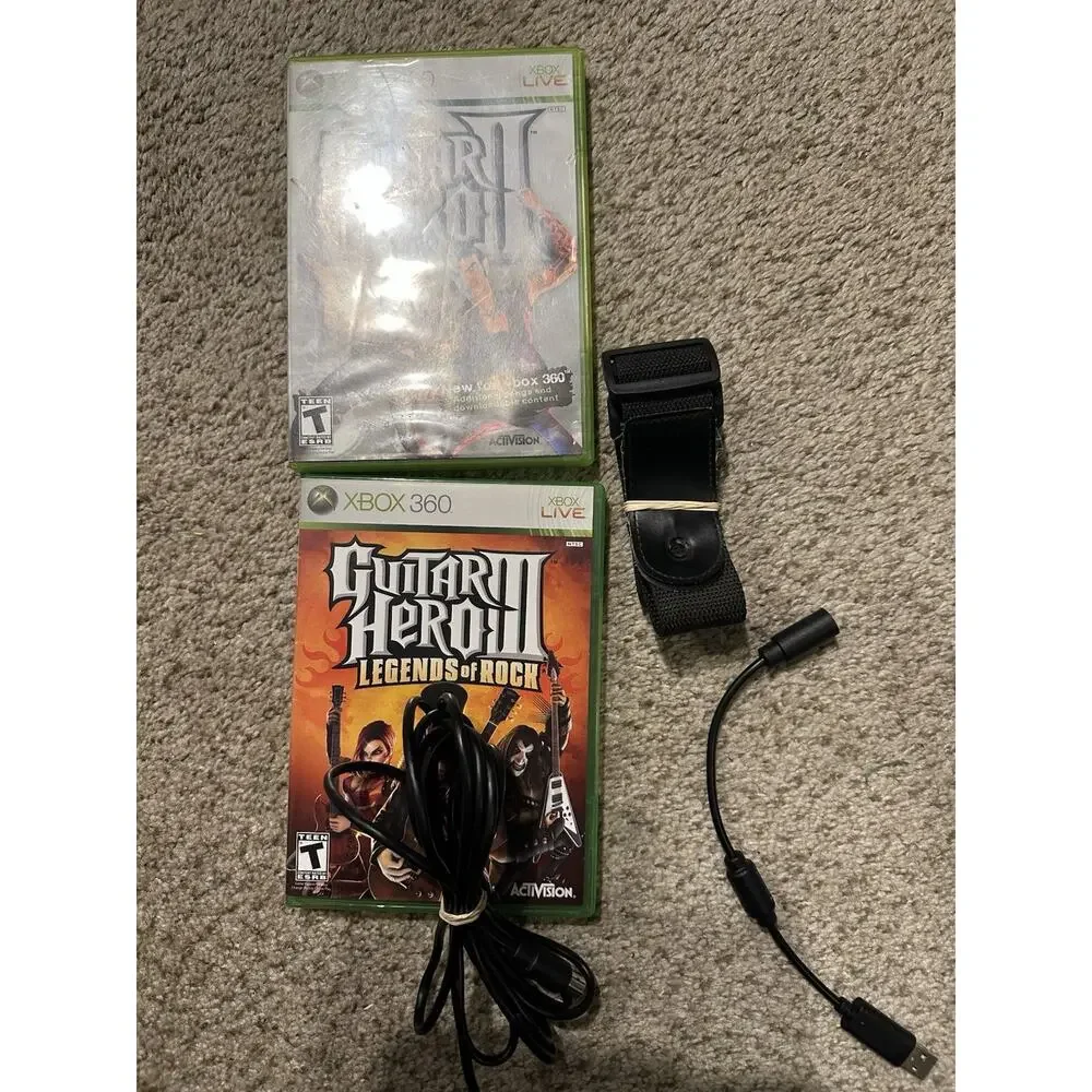 Guitar Hero Xbox 360 XPlorer Controller Bundle 2 Games Dongle USB Cable Tested